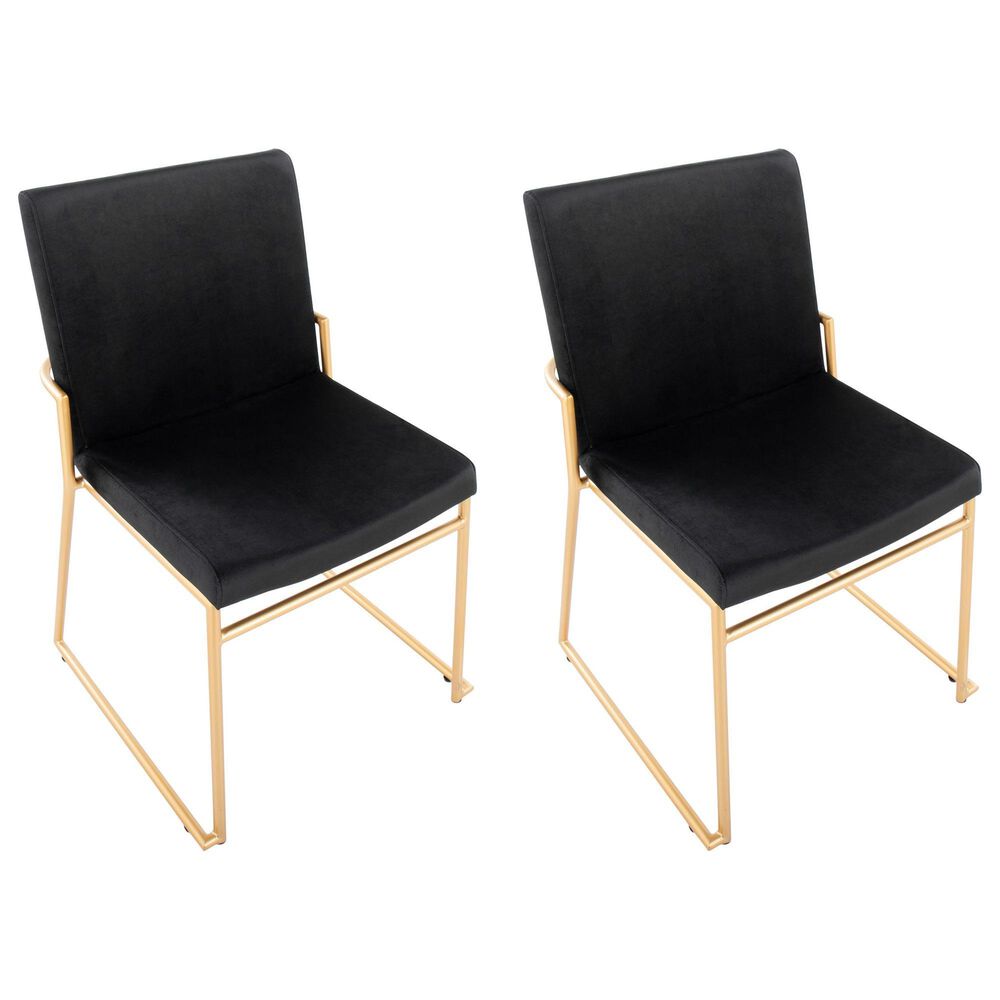 LumiSource Dutchess Side Chair with Black Velvet Cushion in Gold (Set of 2), , large