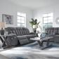 Ashley Observation Power Reclining Sofa with Drop Down Table in Steel Velvet, , large