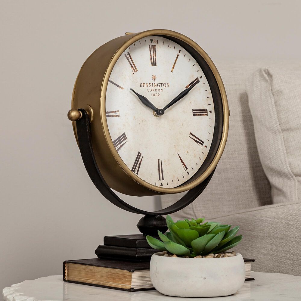Mercana Houston Table Clock in Gold and Matte Black, , large
