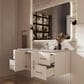 Lexora Home Geneva 48" Single Bathroom Vanity in Glossy White with 2 cm White Carrara Marble Top and Rectangular Sink, , large