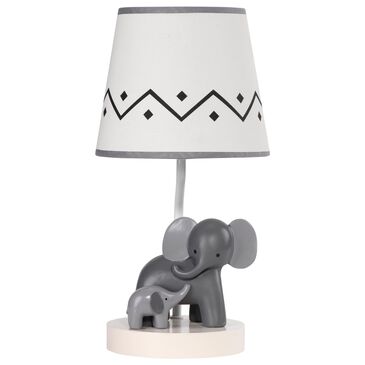 Lambs & Ivy Me and Mama Elephant Nursery Lamp in White and Gray, , large