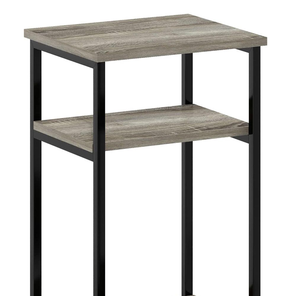 HOMLUX 3-Tier Metal Frame End Table with Storage Shelves in French Oak Grey and Black (Set of 2), , large