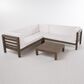 Noble House Oana 4-Piece Patio Sectional Set with White Cushion in Gray, , large