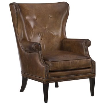 Hooker Furniture Leather Wing Club Chair in Natchez Brown, , large