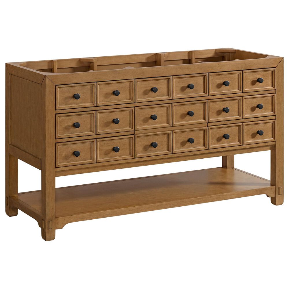 James Martin Vanities Malibu 60&quot; Single Bathroom Vanity in Amber Birch with 3 cm Lime Delight Quartz Top and Rectangular Sink, , large