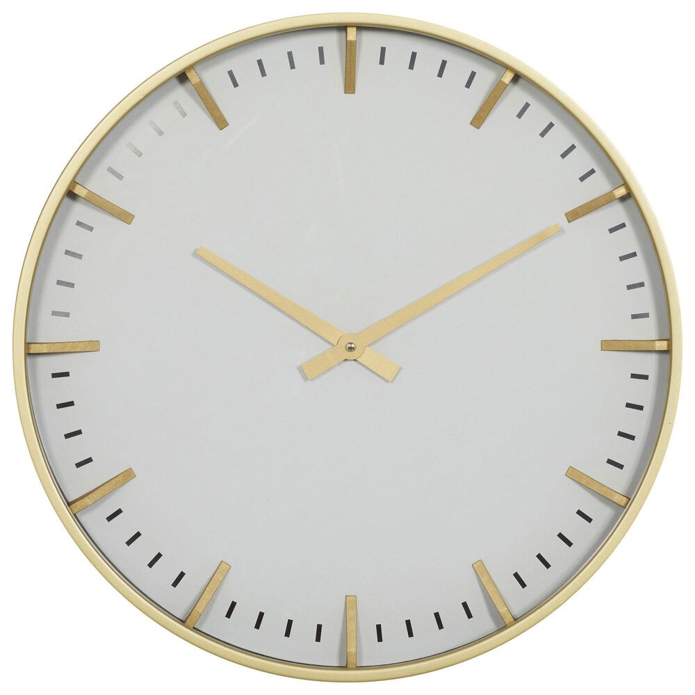 Maple and Jade Decorative Wall Clock in Matte Gold and White, , large