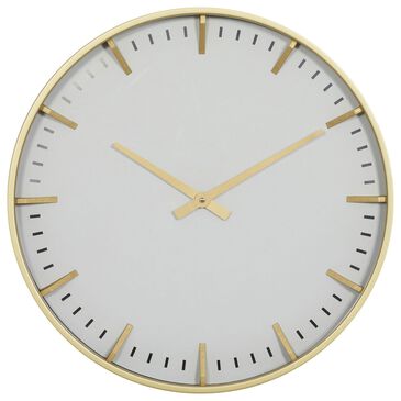 Maple and Jade Decorative Wall Clock in Matte Gold and White, , large