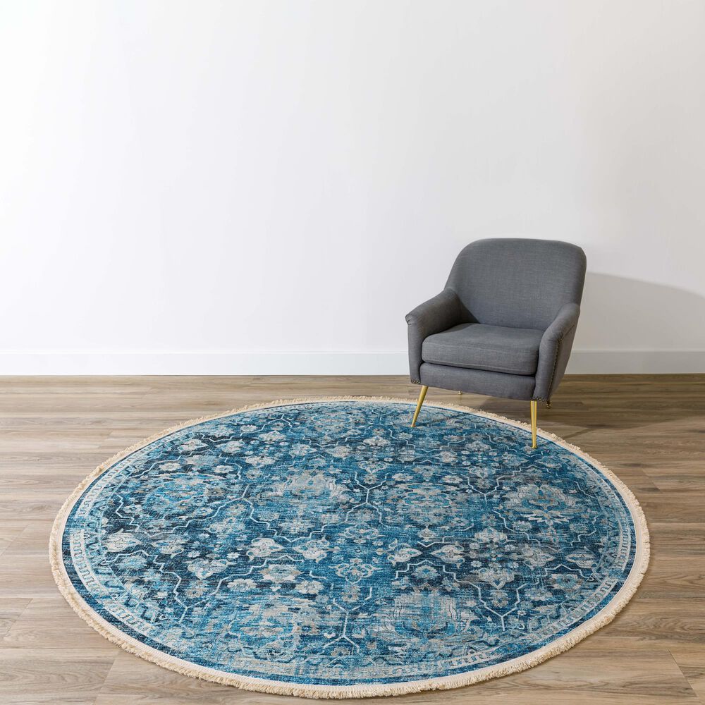 Dalyn Rug Company Marbella Transitional 8&#39; Round Navy Area Rug, , large