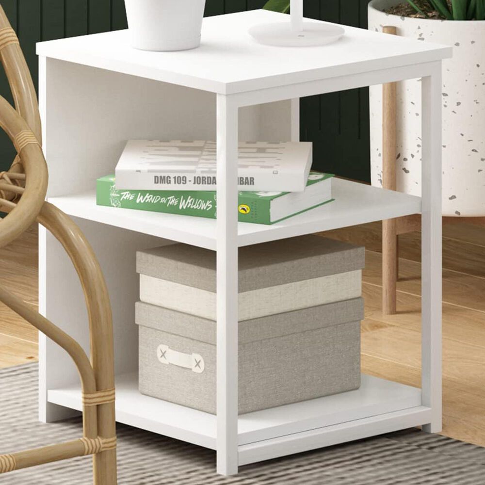 HOMLUX Camnus 3-Tier End Table in White, , large