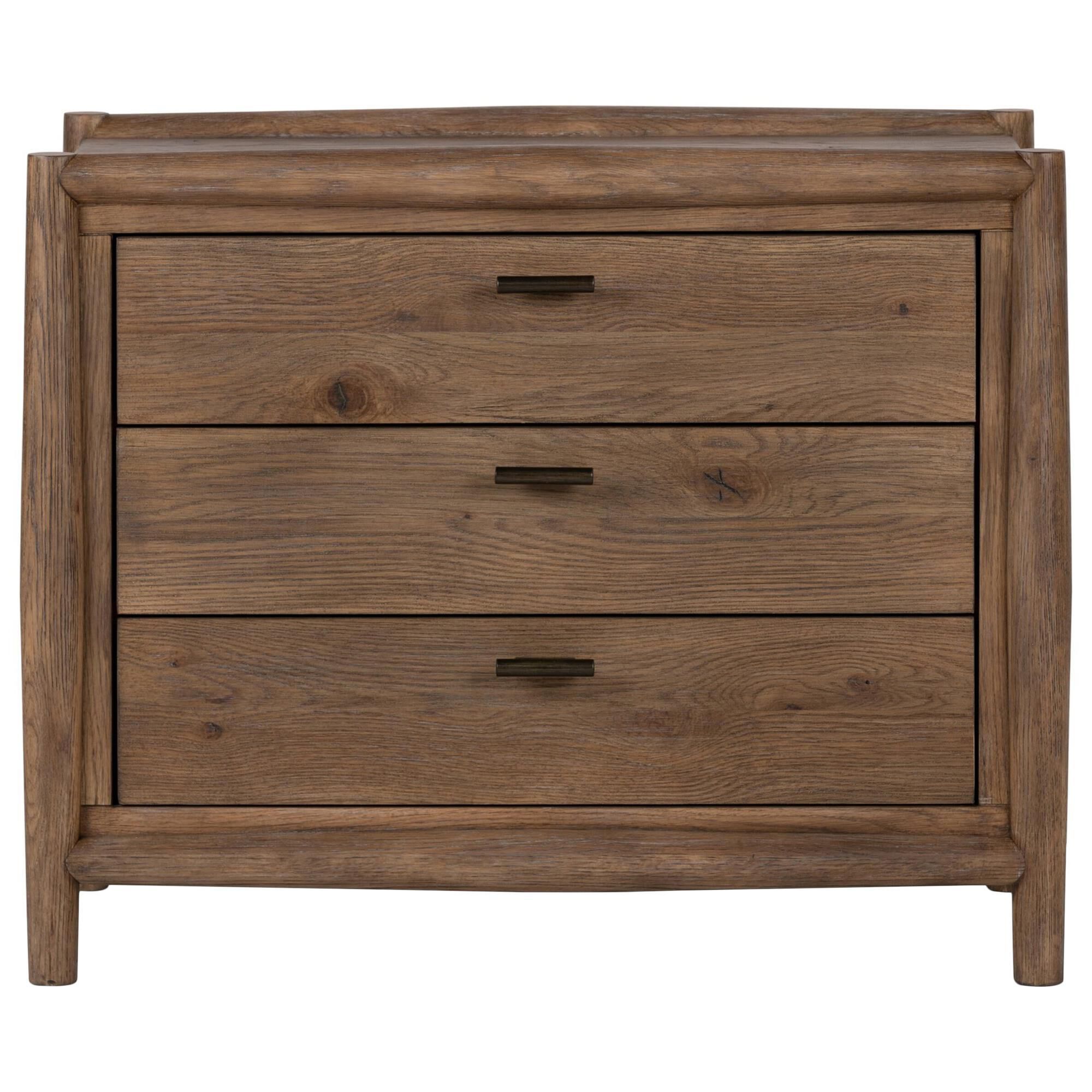 Four Hands Glenview 3-Drawer Nightstand in Weathered Oak