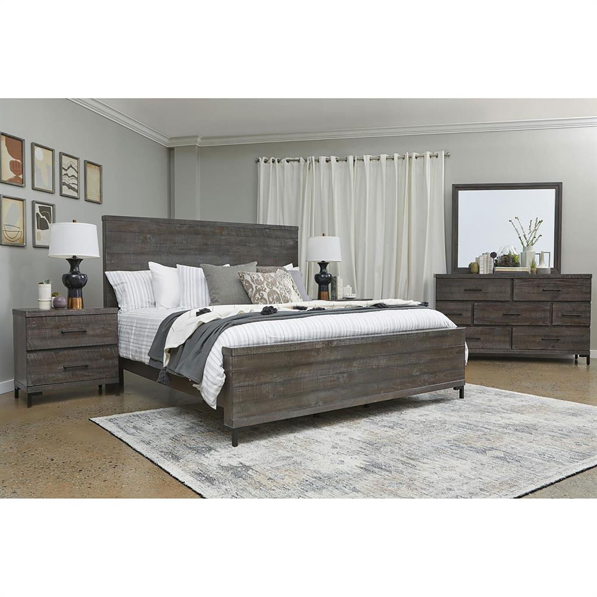 Weathered top gray nightstand