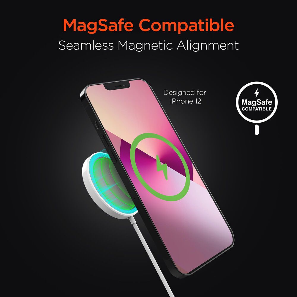 Hypercel Magnetic 15W Wireless Charger in White, , large