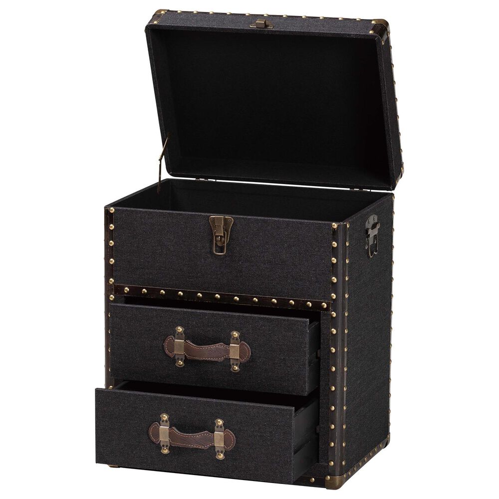 Baxton Studio Agatha 2-Drawer Storage Trunk in Black, , large