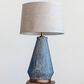 Teak Interiors Abode Ceramic Table Lamp with Linen Shade in Blue Reactive Glaze, , large
