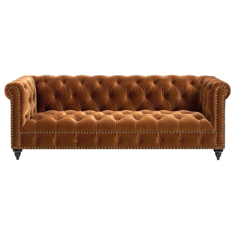 Jennifer Taylor Home Alto Stationary Sofa in Burnt Orange Velvet, , large