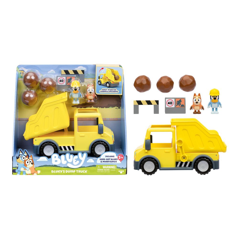 Bluey S12 Bluey Dump Truck Vehicle with Figures in Yellow, , large