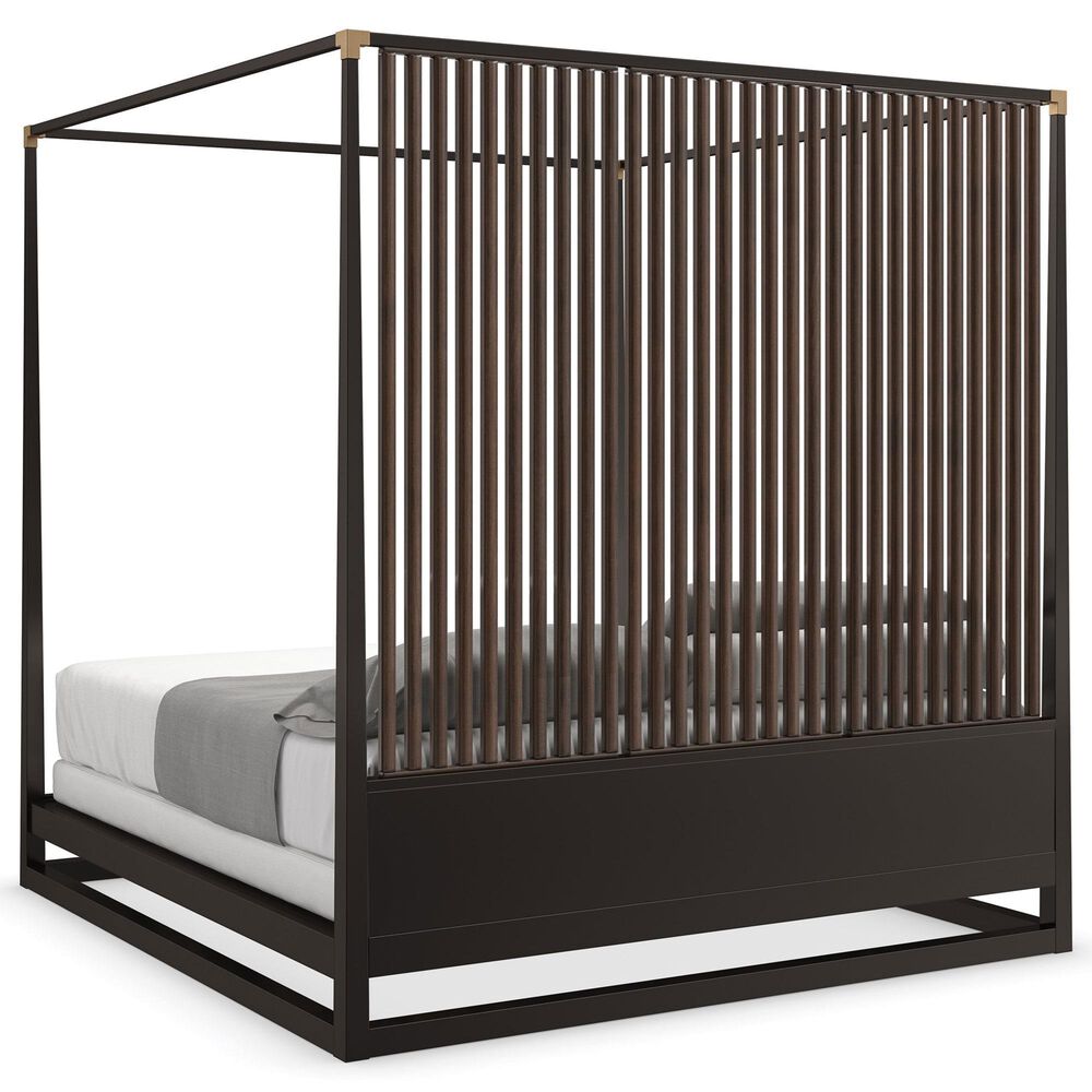 SCHNADIG Pinstripe Capony King Bed in Dark Chocolate and Rich Walnut, , large