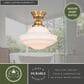 Vaxcel Huntley 12" 1-Light Semi Flush Mount with White Glass Shade in Natural Brass, , large