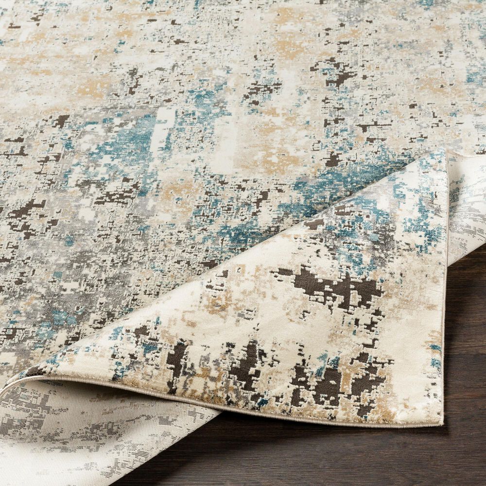 Surya Pune PUN-2301 Tan, Charcoal, Light Beige, Dark Brown, Black, Deep Teal and Sky Blue 8&#39;10&quot; x 12&#39;4&quot; Area Rug, , large