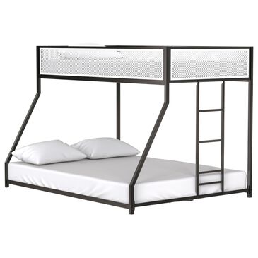 Hearth and Haven Adam Twin over Full Bunk Bed with White Mesh Guard Rail in Black, , large