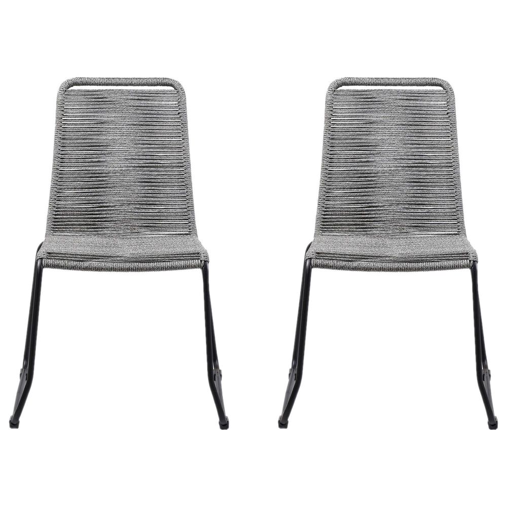 Blue River Shasta Outdoor Dining Chair with Gray Rope Seat in Black (Set of 2), , large