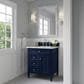 James Martin Vanities Brittany 30" Single Bathroom Vanity in Victory Blue with 3 cm Victorian Silver Quartz Top and Rectangular Sink, , large