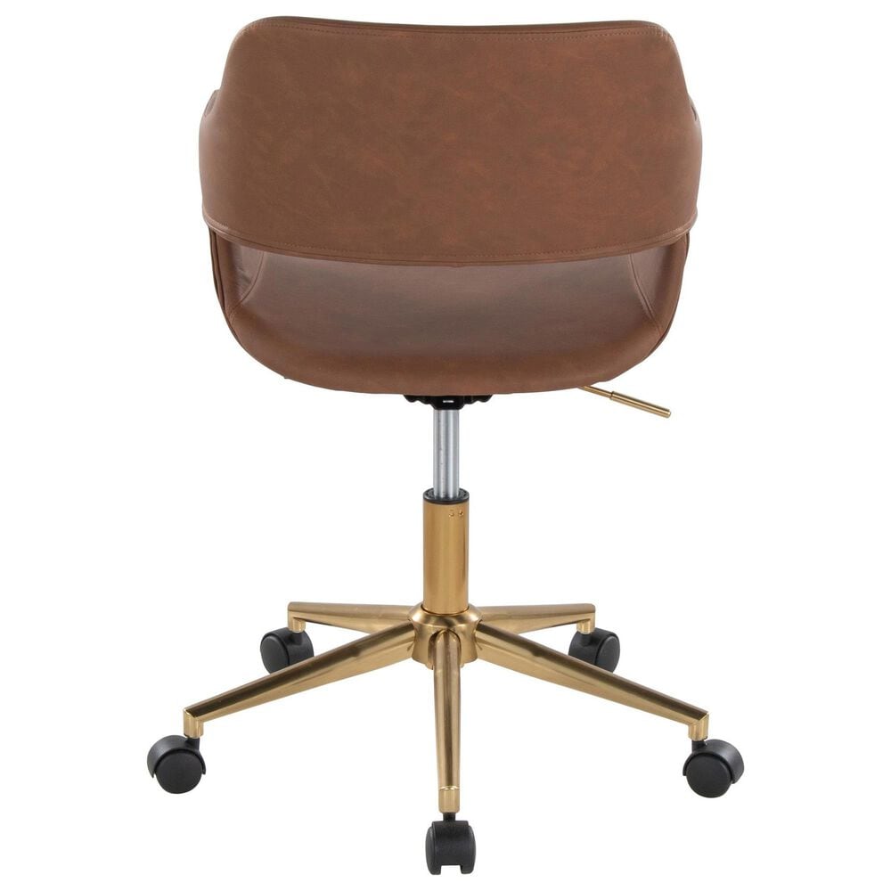 Lumisource Margarite Task Chair with Brown Faux Leather Cushion in Black, , large