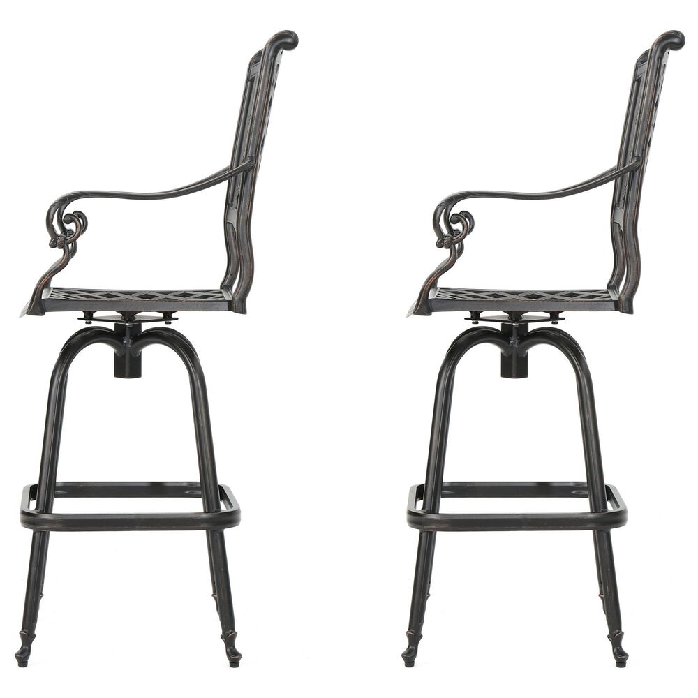 Noble House Avon Patio Barstool in Shiny Copper &#40;Set of 2&#41;, , large