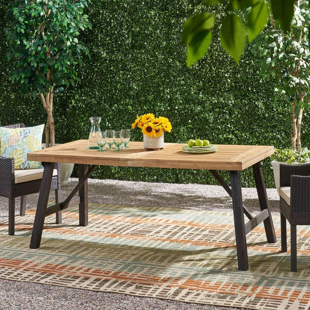 Hearth and Haven Bettina Outdoor Dining Table in Natural and Grey - Table Only, , large