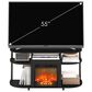 HOMLUX 47" Curved TV Stand with Electric Fireplace in Americano and Black, , large