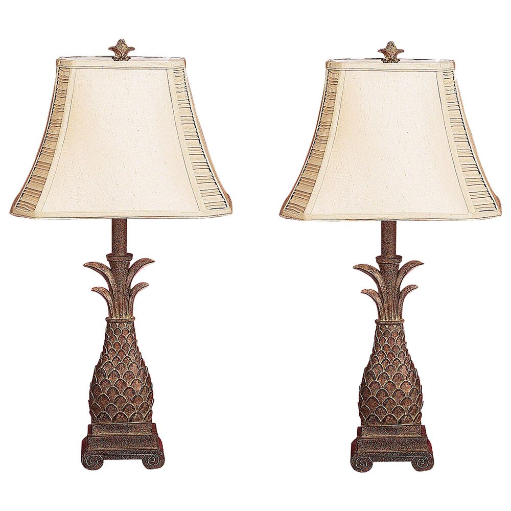 Maple and Jade Coastal Metal Table Lamp in Brown (Set of 2), , large