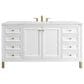 James Martin Vanities Chicago 60" Single Bathroom Vanity in Glossy White with 3 cm Ethereal Noctis Quartz Top and Rectangular Sink, , large