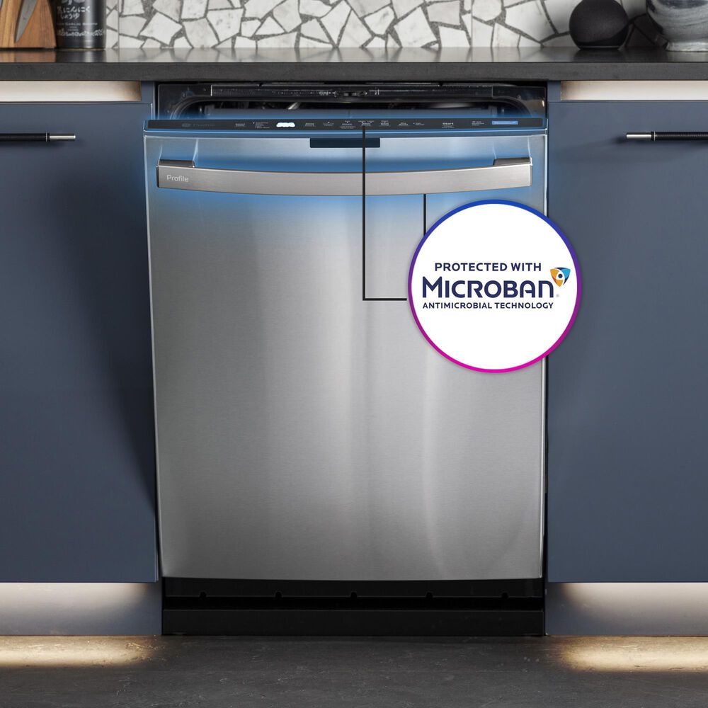 GE Profile 24&quot; Built-In Bar Handle Dishwasher with UltraFresh in Fingerprint Resistant Stainless Steel, , large