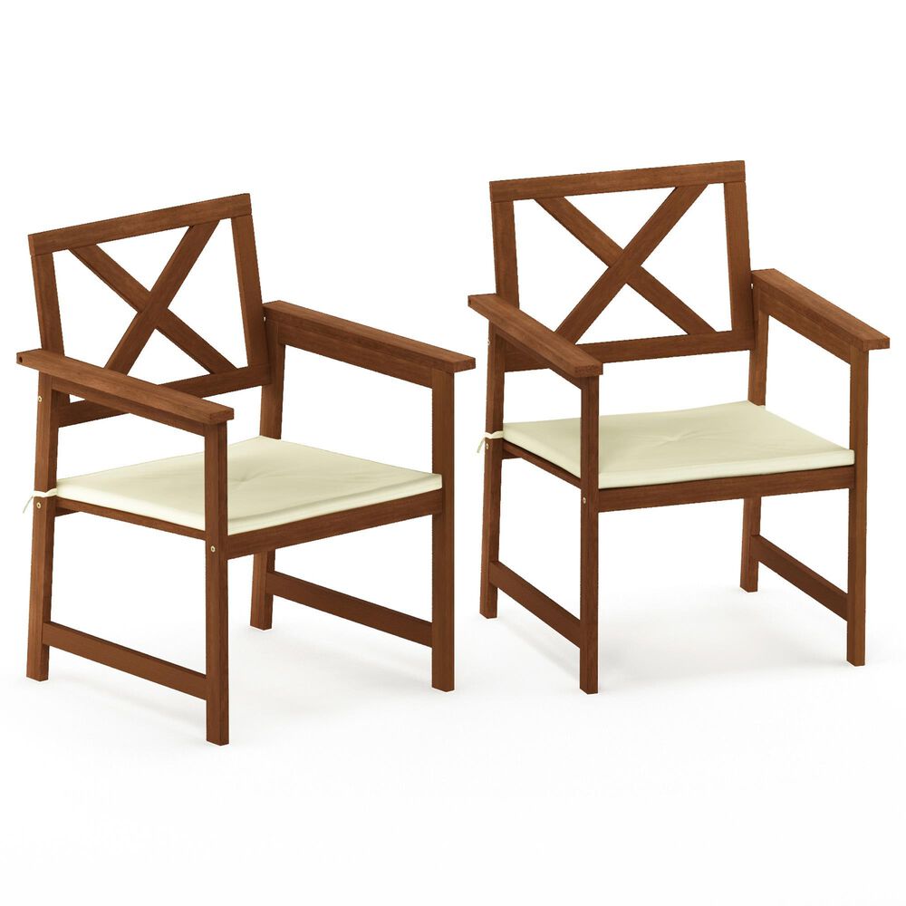 HOMLUX X-Back Patio Armchair with Cushion in Natural (Set of 2), , large