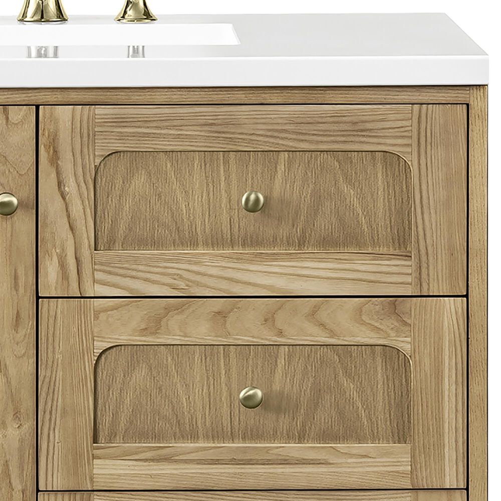 James Martin Vanities Laurent 36" Single Bathroom Vanity in Light Natural Oak with 3 cm White Zeus Quartz Top and Rectangular Sink, , large