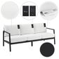 Linon Home Decor Holland Outdoor Sofa with White Cushions in Black, , large