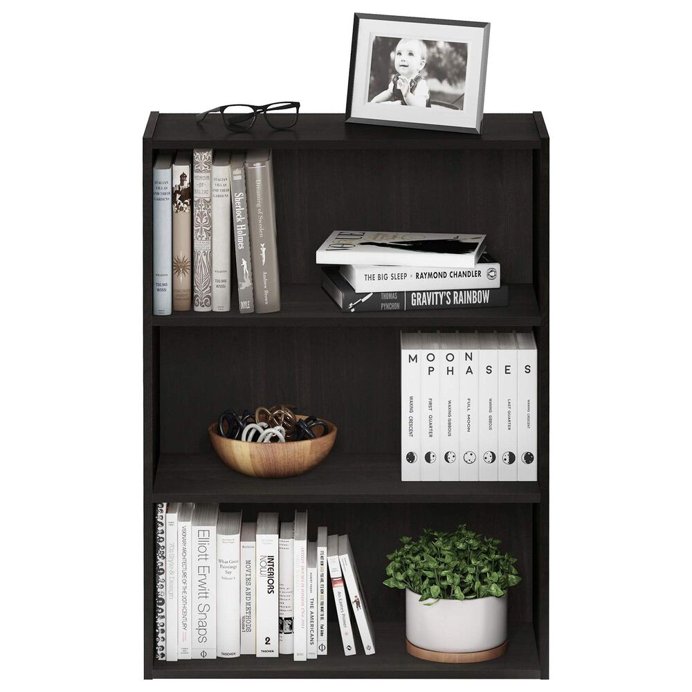 HOMLUX 3-Tier Open Shelf Bookcase in Espresso, , large