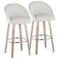 LumiSource Matisse 30" Swivel Barstool with Cream Fabric Upholstery in Whitewashed and Chrome (Set of 2), , large