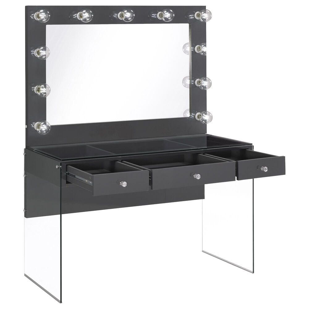 Pacific Landing 47&quot; Vanity Set with LED Accent in Grey High Gloss and Clear, , large