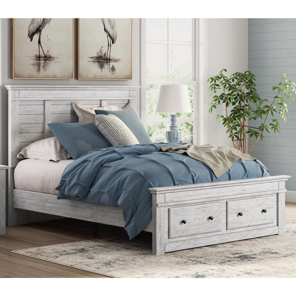 Ashley Makidern Queen Storage Bed with Two Drawers in Whitewash, , large