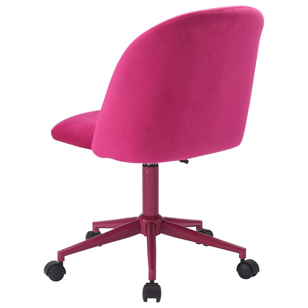 Linon Home Decor Adalynn Swivel Desk Chair with Hot Pink Cushion in Pink, , large
