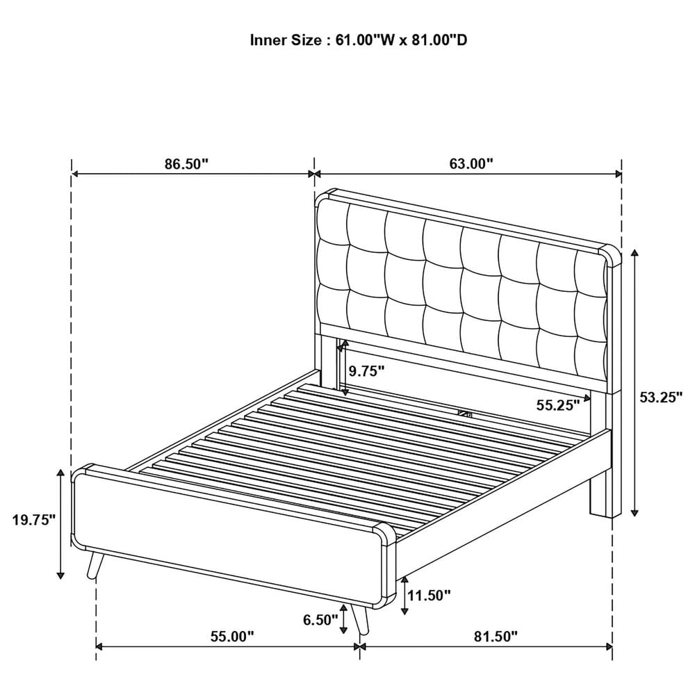 Pacific Landing Robyn Queen Upholstered Platform Bed in Cool Biege and Light Ash, , large