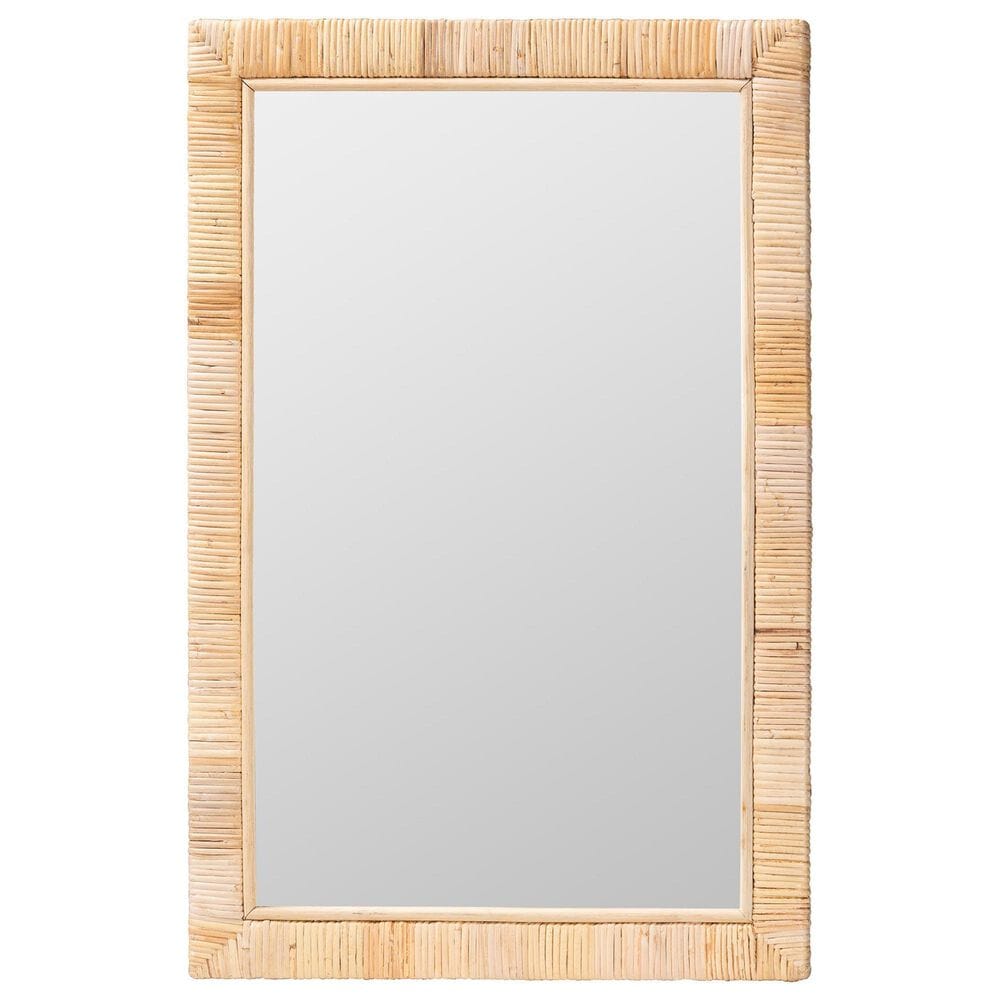 bali & pari Lankston Rattan Rectangular Accent Wall Mirror in Natural, , large