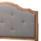 Baxton Studio Gala Queen Panel Headboard with Dark Grey Fabric in Walnut Brown, , large