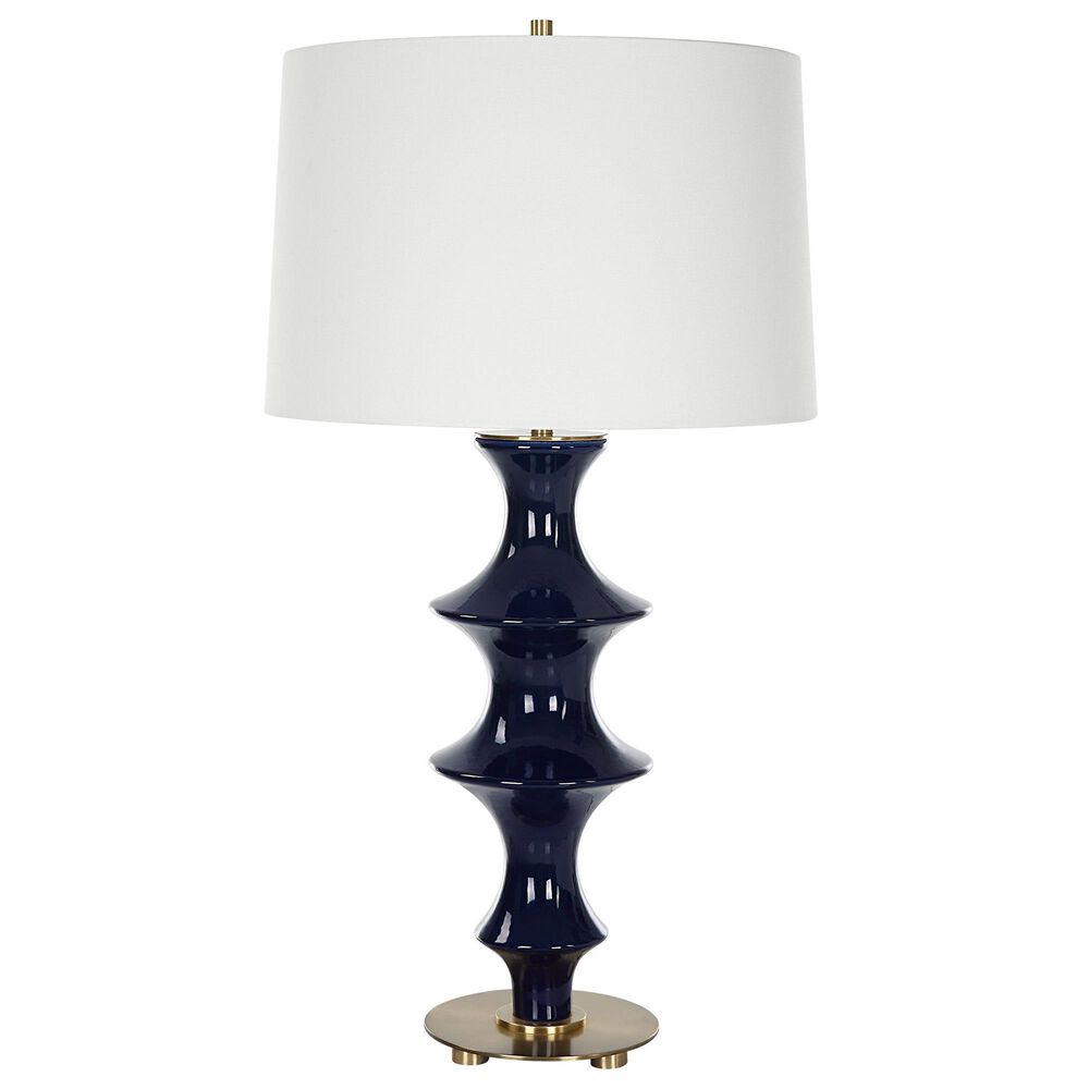Uttermost Coil Table Lamp in Cobalt and Antique Brass, , large