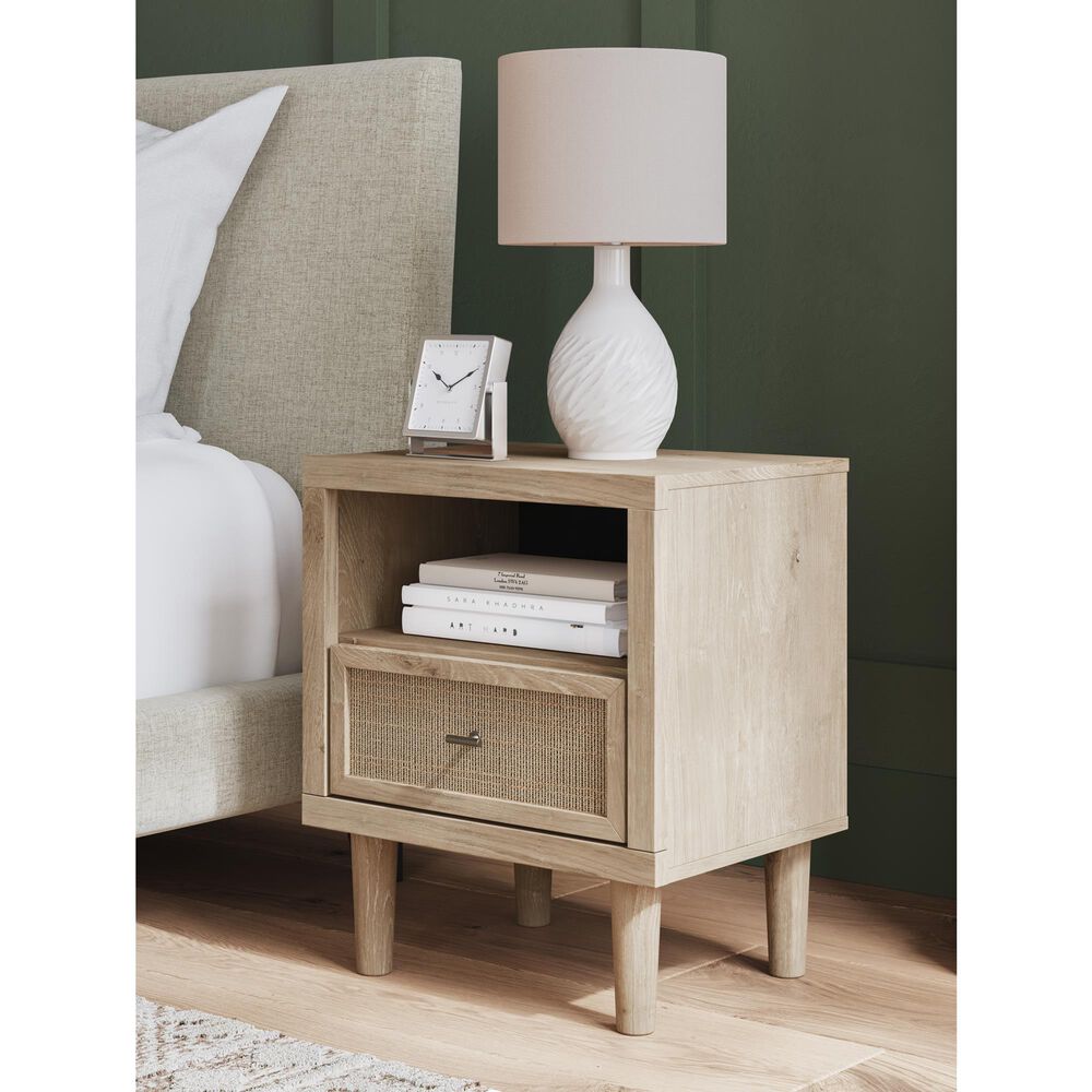 Ashley Cielden Full Upholstered Bed and Nightstand in Tan, , large