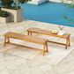 Hearth and Haven Outdoor Dining Bench in Light Teak (Set of 2), , large