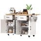 HOMLUX 56.5"" Kitchen Island with Drop Leaf in White and Natural, , large