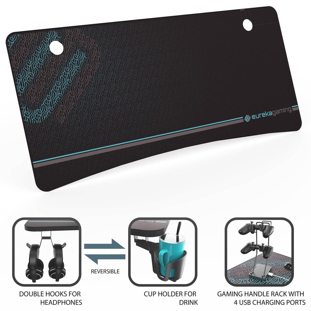 Eureka Ergonomic Full-Surface Mousepad Gaming Desk in Black, , large