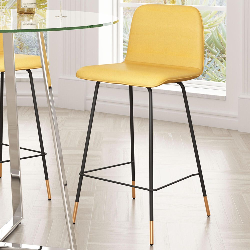 Zuo Modern Var Counter Stool in Yellow and Black, , large